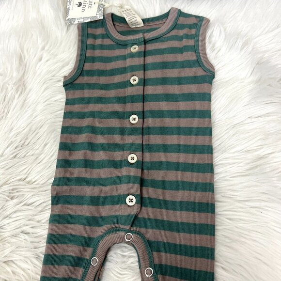 Kate Quinn Baby 0-3 Months Sagebrush Stripe Sleeveless Button Sport Jumpsuit - Picture 3 of 5